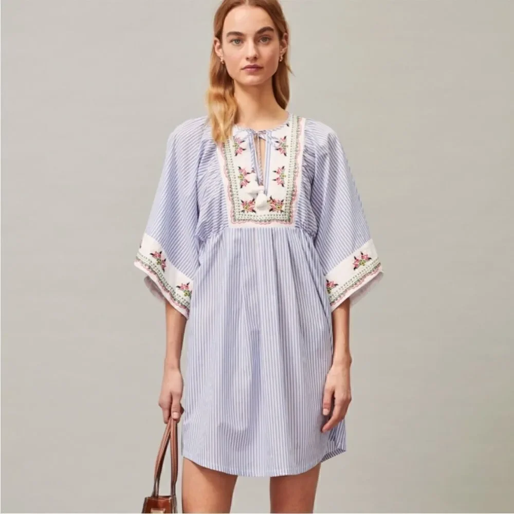 Tory Burch Tunic Caftan Stripes Beach XL Swim NWT Coverup Dress